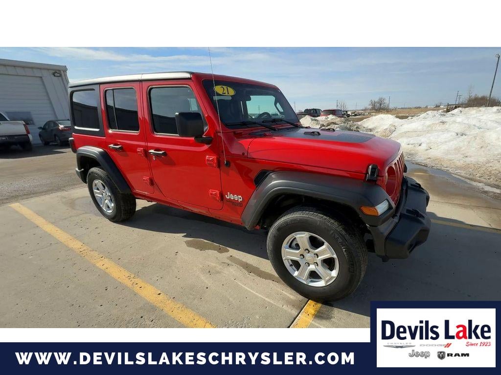 2021 Jeep Wrangler Unlimited Sport S in Firecracker Red Clearcoat — front three-quarter view