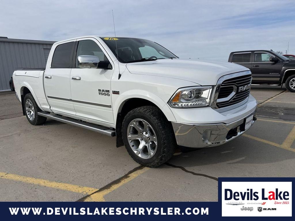 2016 RAM 1500 Laramie in Bright White Clearcoat — front three-quarter view