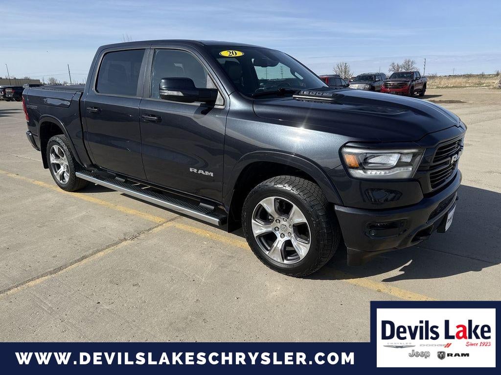 2020 RAM 1500 Laramie in Maximum Steel Metallic Clearcoat — front three-quarter view