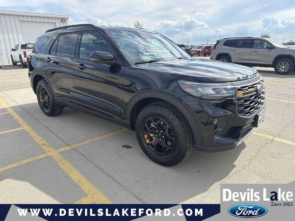 2026 Ford Explorer Tremor in Agate Black Metallic — front three-quarter view
