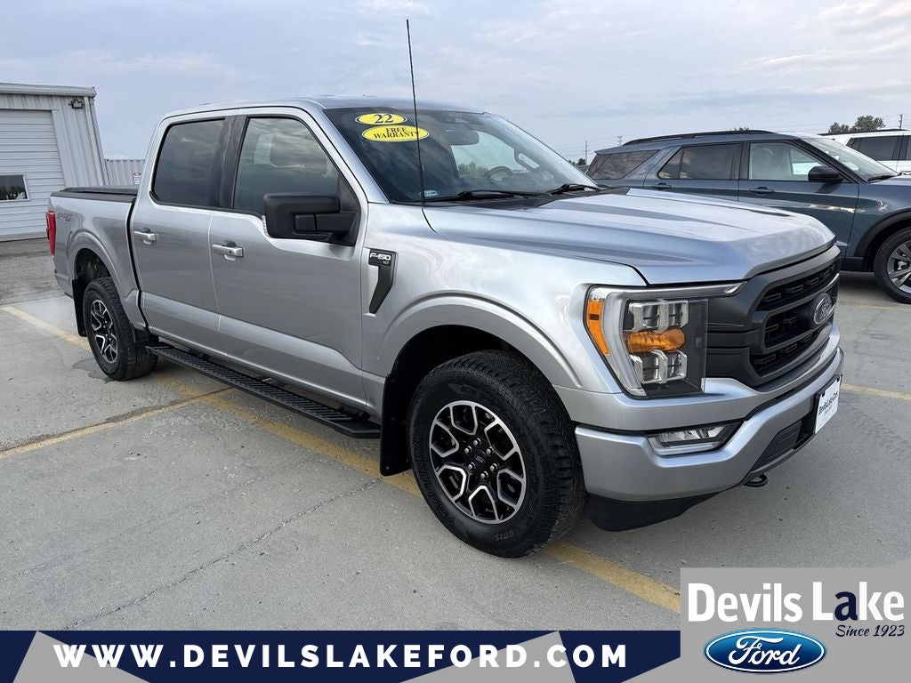 2022 Ford F-150 XLT in Iconic Silver Metallic — front three-quarter view