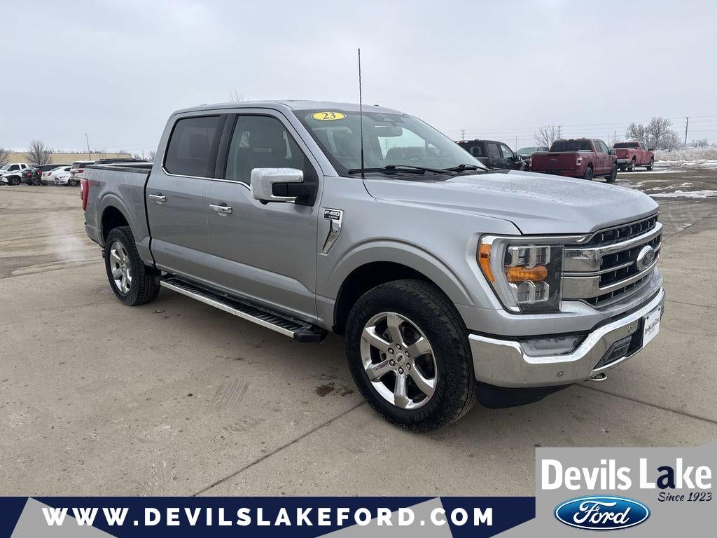 2023 Ford F-150 LARIAT in Iconic Silver Metallic — front three-quarter view